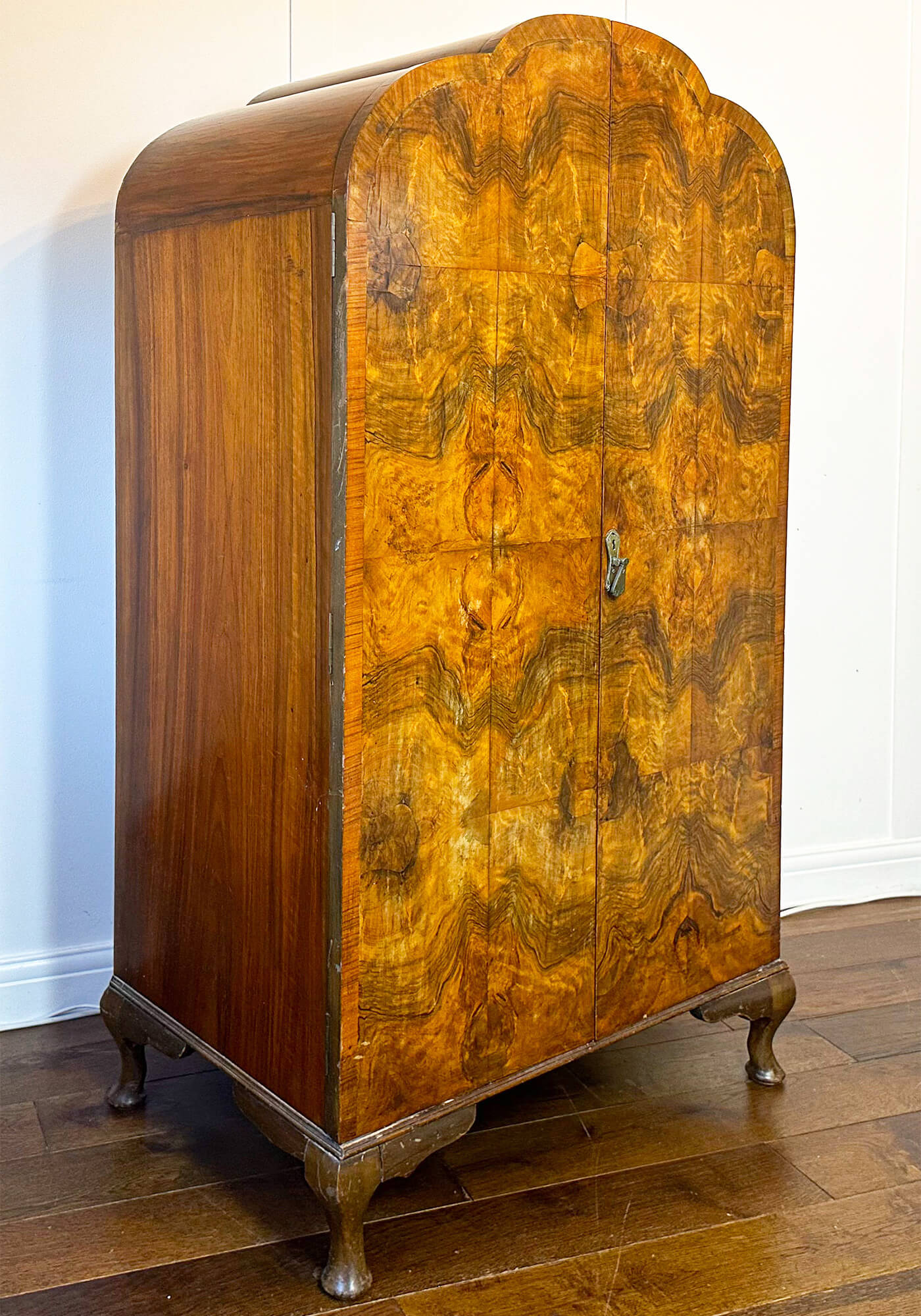 1920 s Art Deco Linen Press Walnut Drinks Cabinet
