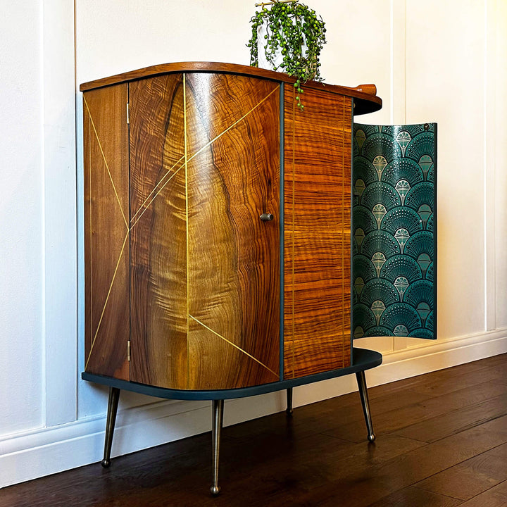 Geometric Mini Bar, Small Drinks Cabinet, Art Deco Cocktail Cabinet