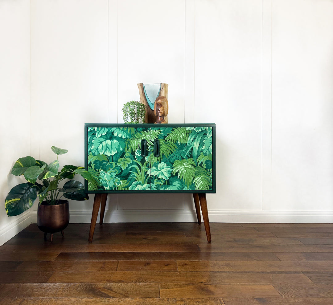 Vintage G Plan, Biophilic Green Small Sideboard, Green Forest TV Unit