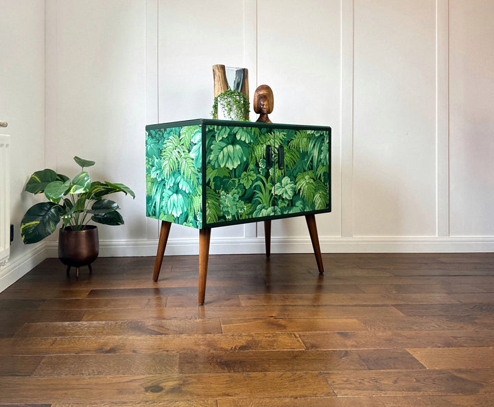 Vintage G Plan, Biophilic Green Small Sideboard, Green Forest TV Unit