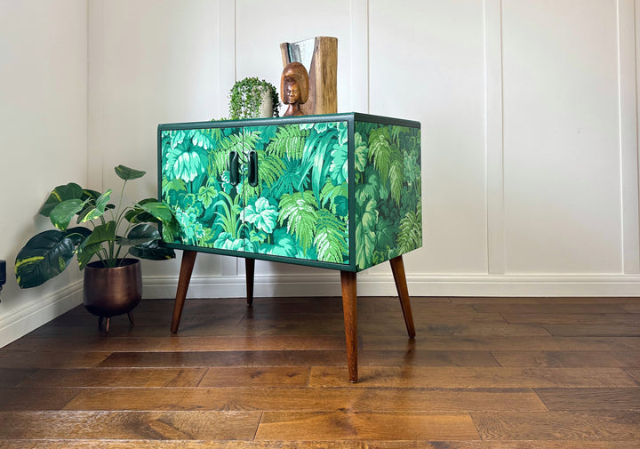 Vintage G Plan, Biophilic Green Small Sideboard, Green Forest TV Unit