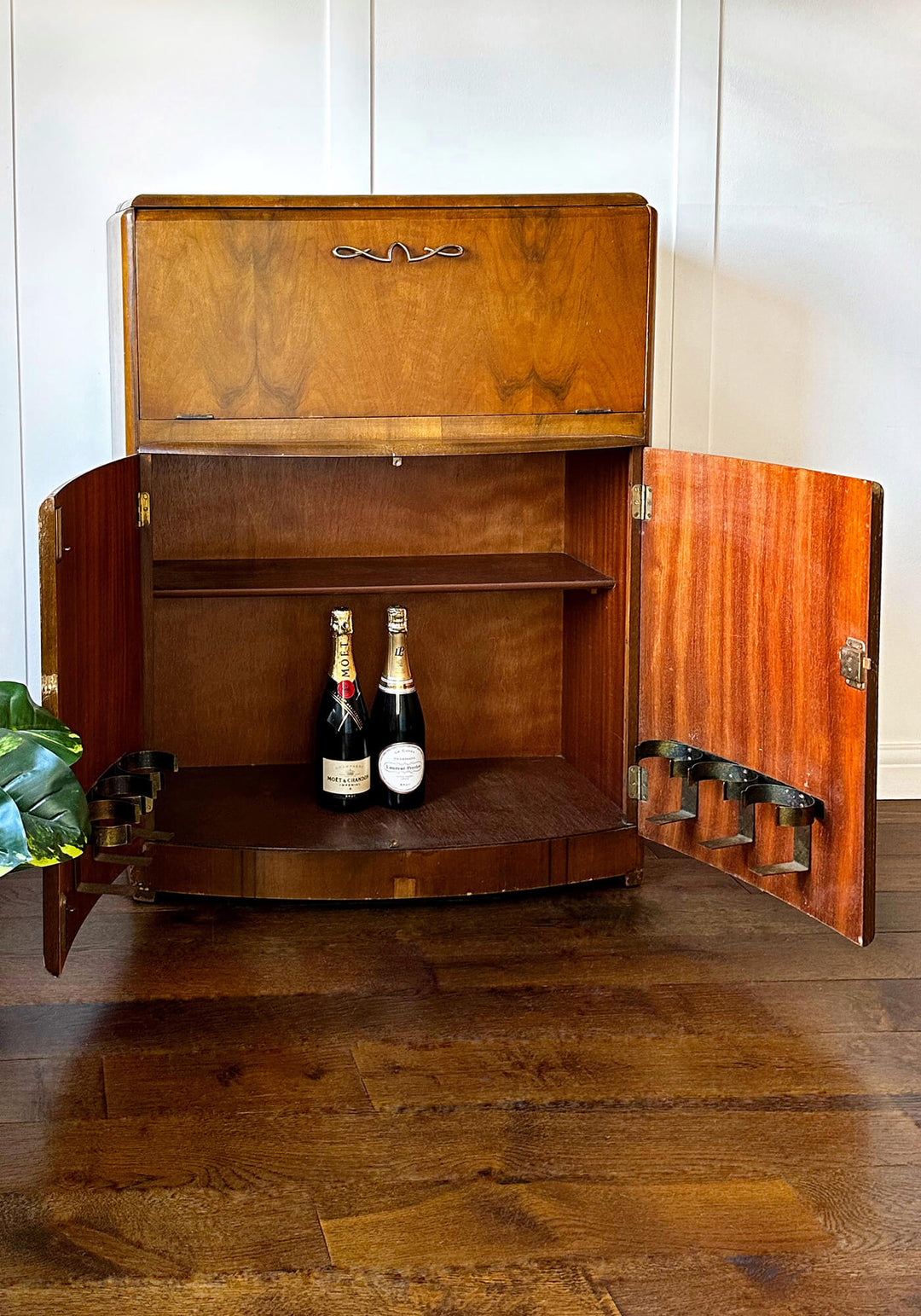 Art Deco Great Gatsby Cocktail Cabinet, Walnut Whiskey Cabinet