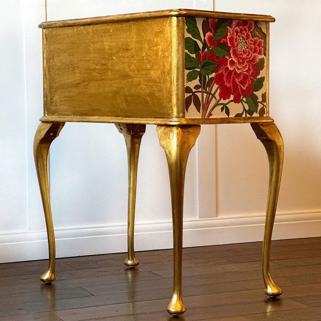 Gilded Chest Of Drawers, Vintage Drawers With Exotic Fontainebleau Luxury Decoupage