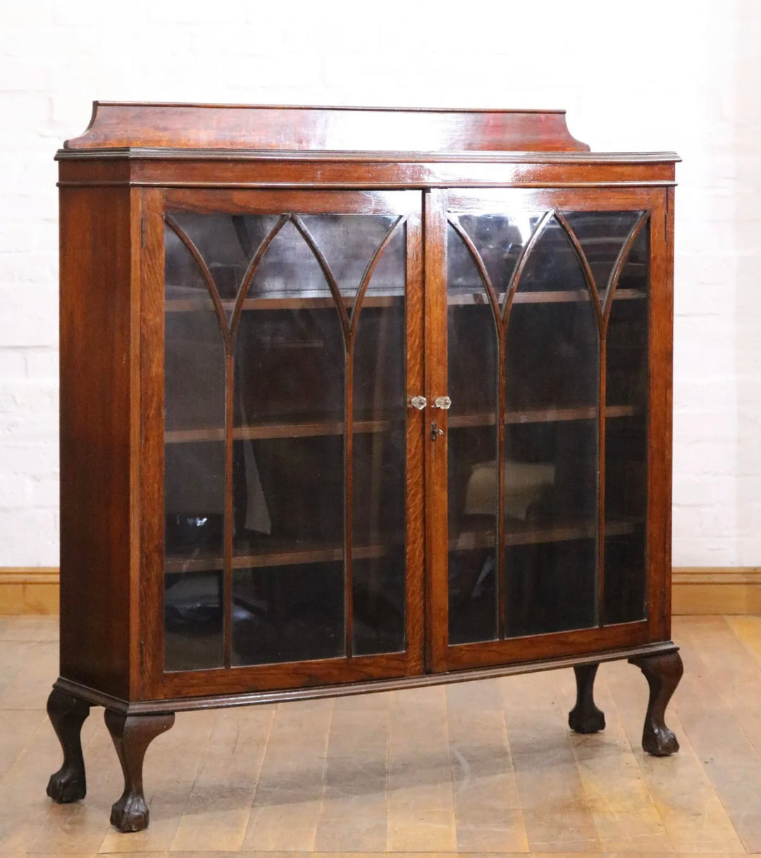 Vintage Glass Display Cabinet, Chinoiserie Peacock Drinks Cabinet