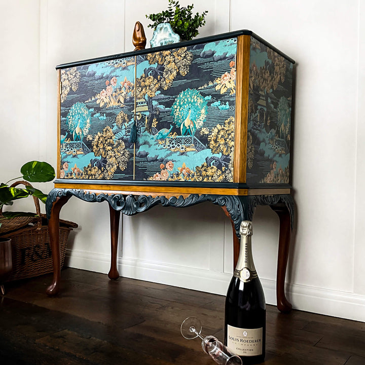 Oriental Antique Queen Anne Cocktail Cabinet