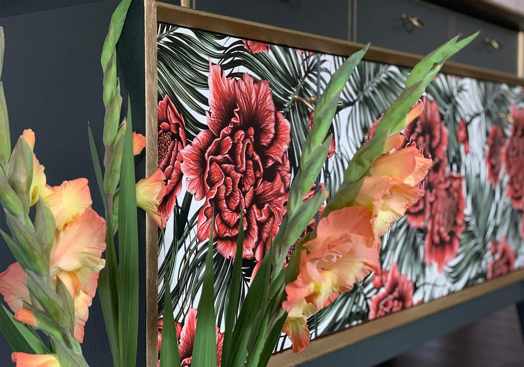 Vintage G Plan, Mid Century Tropical Floral TV Unit