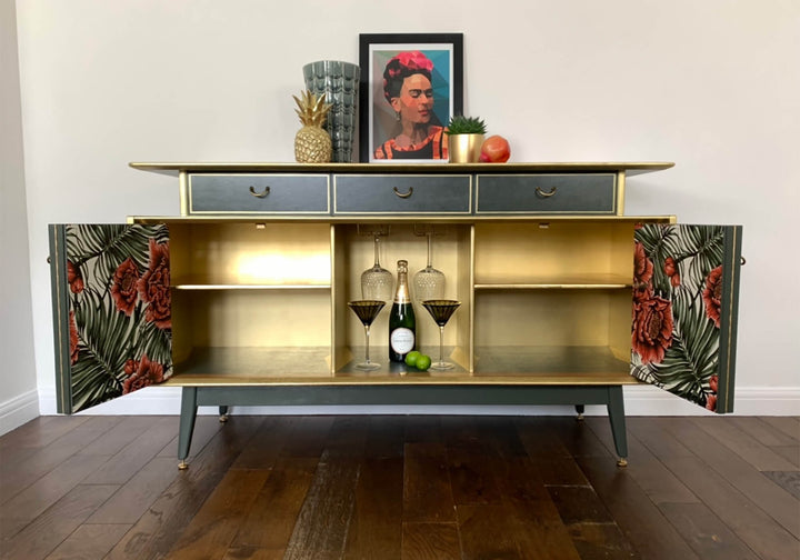 Vintage G Plan, Mid Century Tropical Floral TV Unit