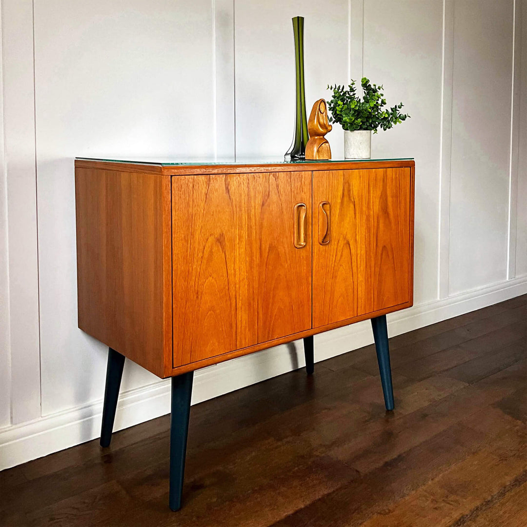 Vintage G Plan Sideboard, Green Geometric Sideboard, Teak MCM TV Unit